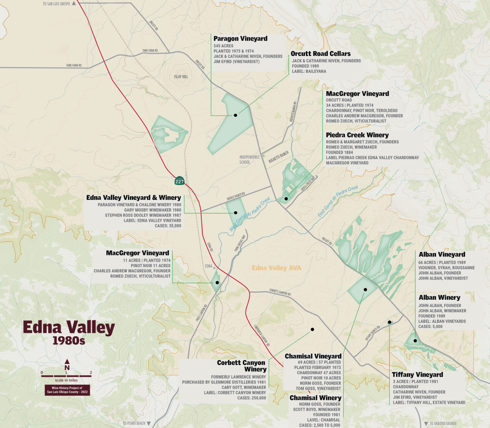 Edna Valley 1980s Map | Wine History Project of San Luis Obispo County